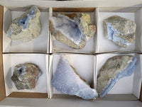 Natural Blue Lace Agate Geode Specimens x 6 From Nsanje, Malawi