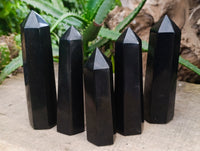 Polished Black Basalt Points x 5 From Antsirabe, Madagascar