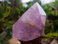 Polished Purple Window Amethyst Quartz Points x 2 From Akansobe, Madagascar