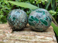 Polished Emerald Mica In Matrix Spheres x 3 From Mutoko, Zimbabwe - Toprock Gemstones and Minerals 