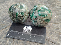 Polished Emerald Mica In Matrix Spheres x 3 From Mutoko, Zimbabwe - Toprock Gemstones and Minerals 