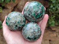 Polished Emerald Mica In Matrix Spheres x 3 From Mutoko, Zimbabwe - Toprock Gemstones and Minerals 