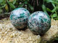 Polished Emerald Mica In Matrix Spheres x 3 From Mutoko, Zimbabwe - Toprock Gemstones and Minerals 