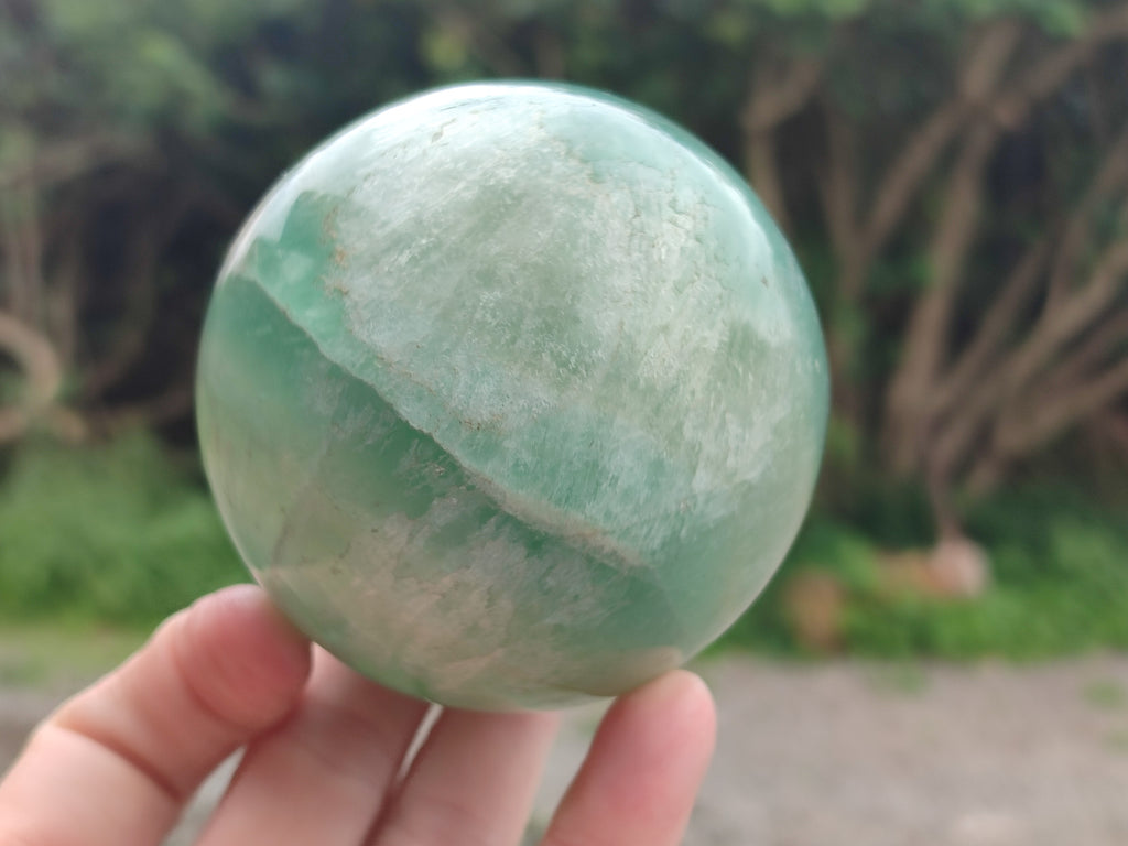 Polished Green Fluorite Spheres x 2 From Madagascar - Toprock Gemstones and Minerals 