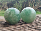 Polished Green Fluorite Spheres x 2 From Madagascar - Toprock Gemstones and Minerals 