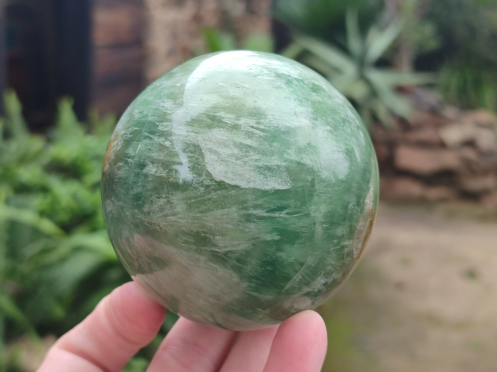 Polished Green Fluorite Spheres x 2 From Madagascar - Toprock Gemstones and Minerals 