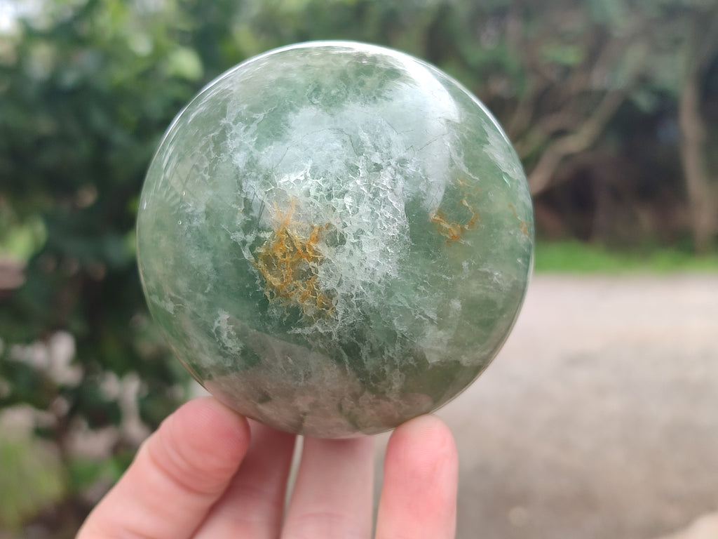 Polished Green Fluorite Spheres x 2 From Madagascar - Toprock Gemstones and Minerals 