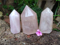 Polished Rose Quartz Points x 3 From Ambatondrazaka, Madagascar - Toprock Gemstones and Minerals 