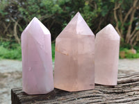 Polished Rose Quartz Points x 3 From Ambatondrazaka, Madagascar