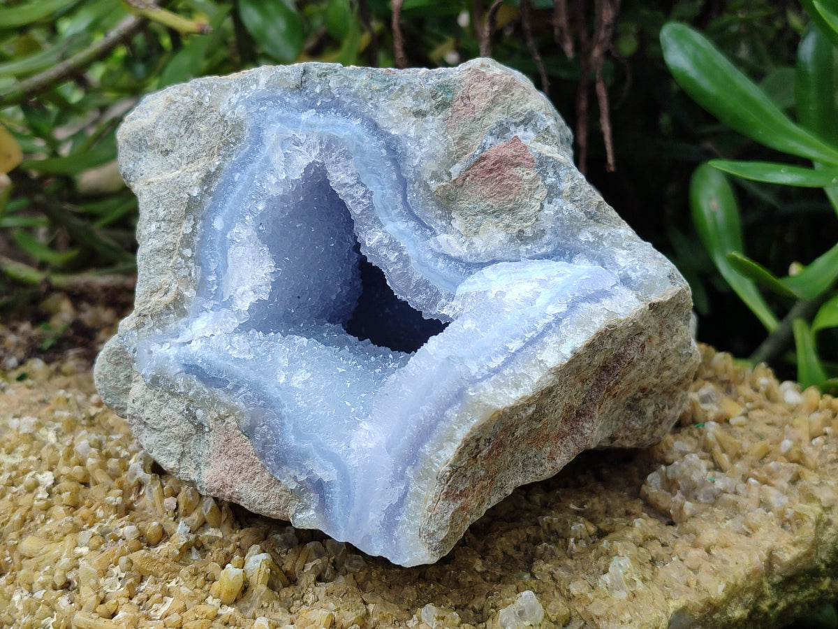 Natural Blue Lace Agate Geode Specimens x 2 From Nsanje, Malawi - Toprock Gemstones and Minerals 