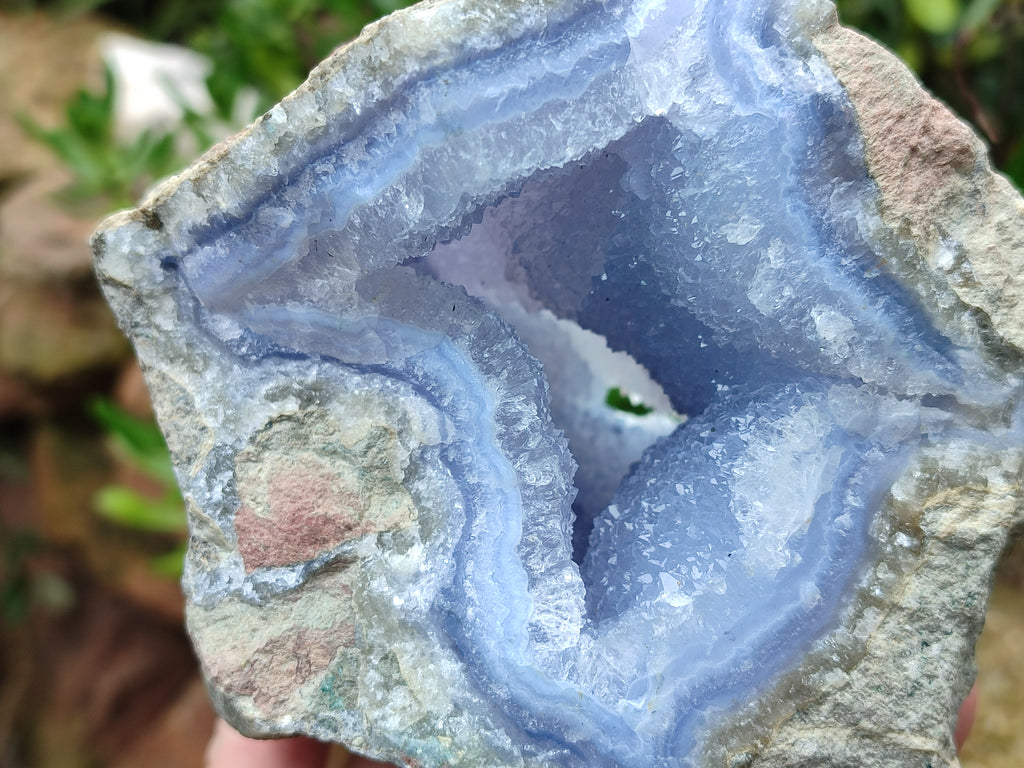 Natural Blue Lace Agate Geode Specimens x 2 From Nsanje, Malawi - Toprock Gemstones and Minerals 