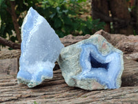 Natural Blue Lace Agate Geode Specimens x 2 From Nsanje, Malawi