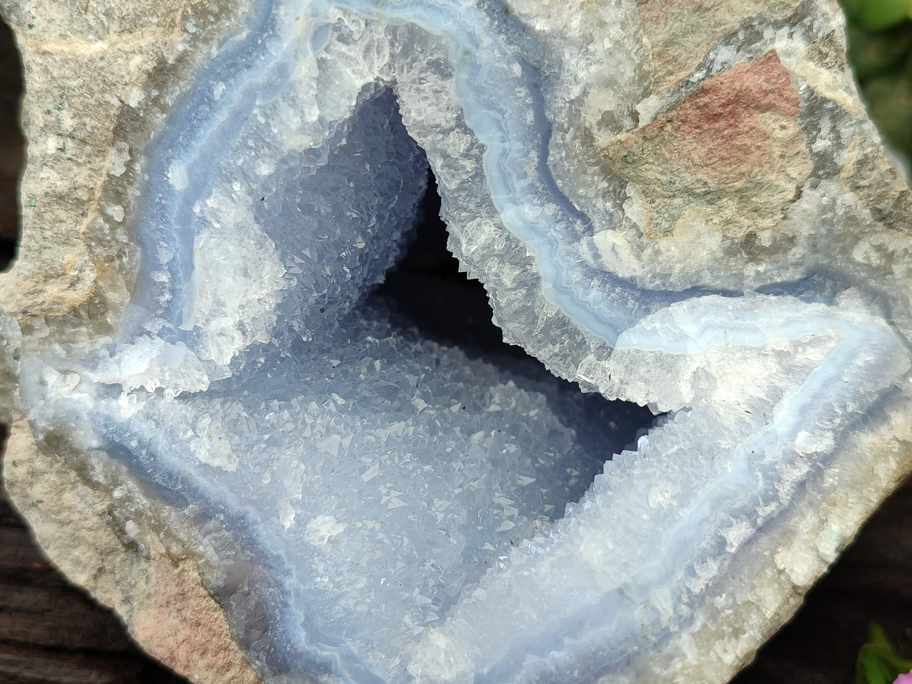 Natural Blue Lace Agate Geode Specimens x 2 From Nsanje, Malawi - Toprock Gemstones and Minerals 