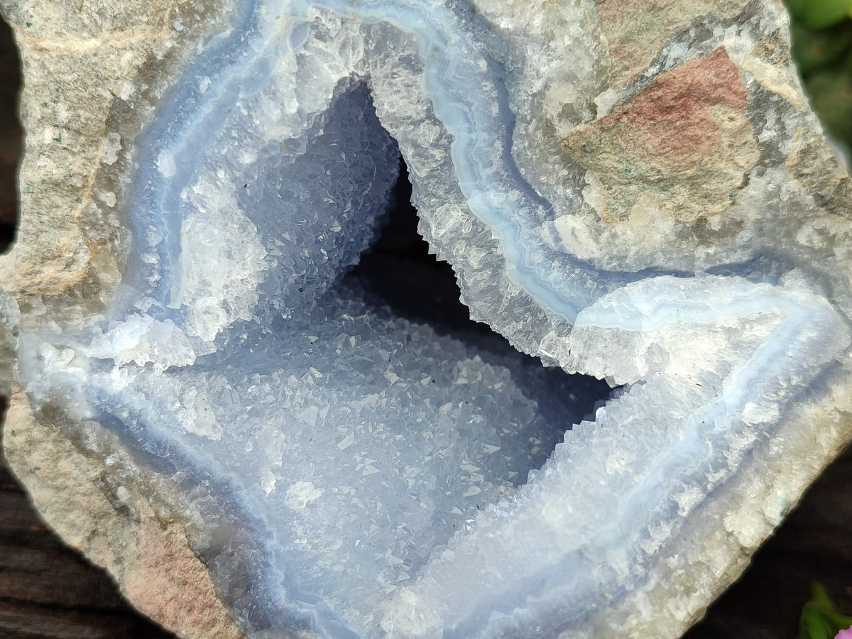 Natural Blue Lace Agate Geode Specimens x 2 From Nsanje, Malawi - Toprock Gemstones and Minerals 