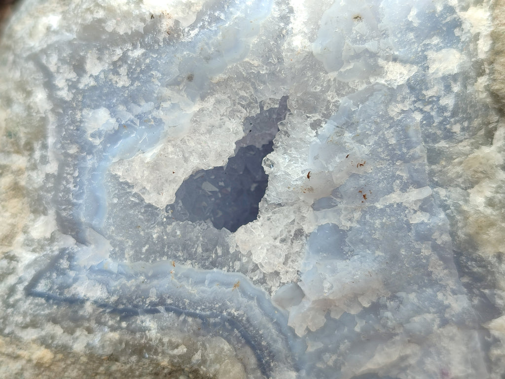 Natural Blue Lace Agate Geode Specimens x 2 From Nsanje, Malawi - Toprock Gemstones and Minerals 