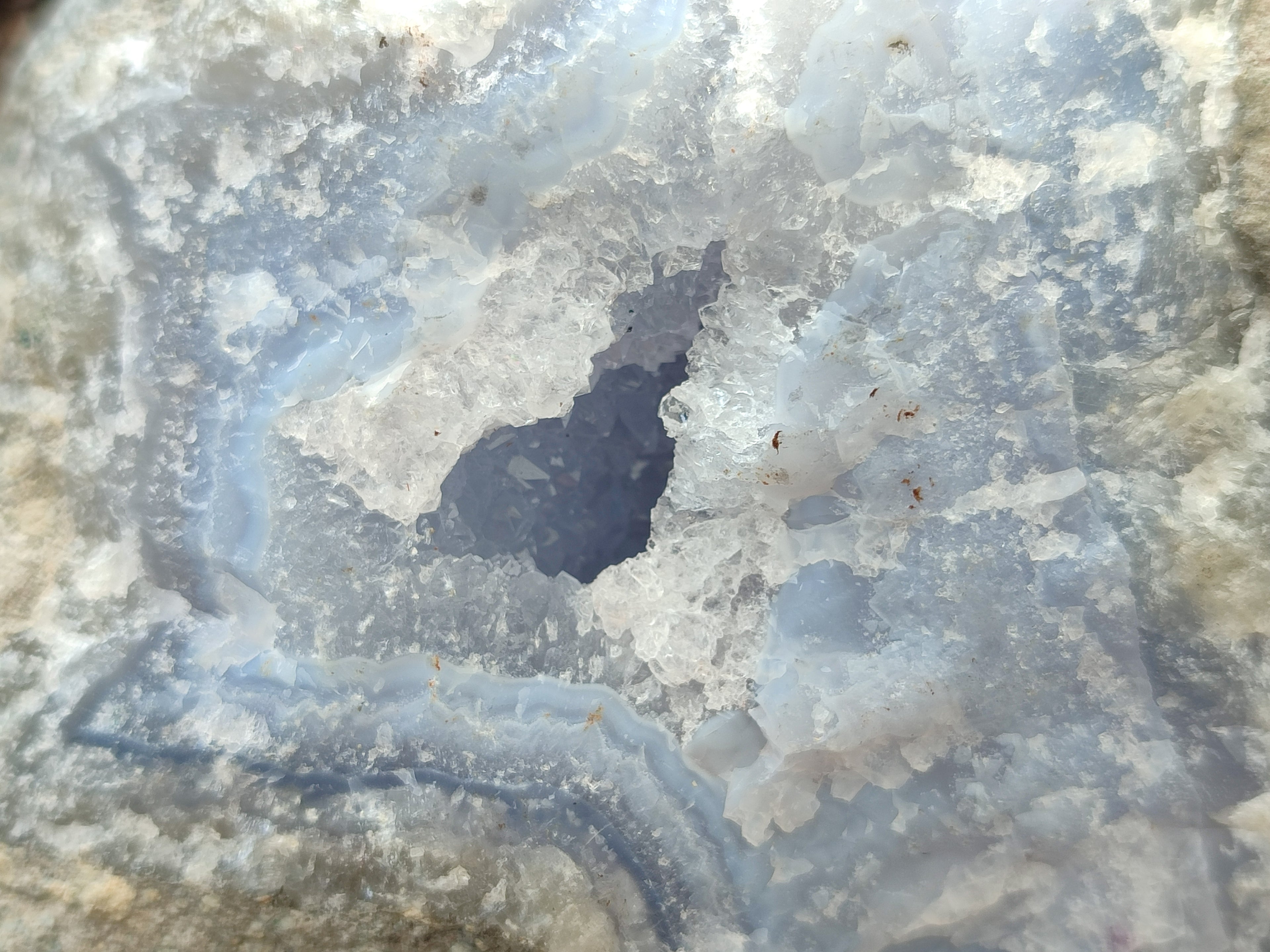 Natural Blue Lace Agate Geode Specimens x 2 From Nsanje, Malawi - Toprock Gemstones and Minerals 