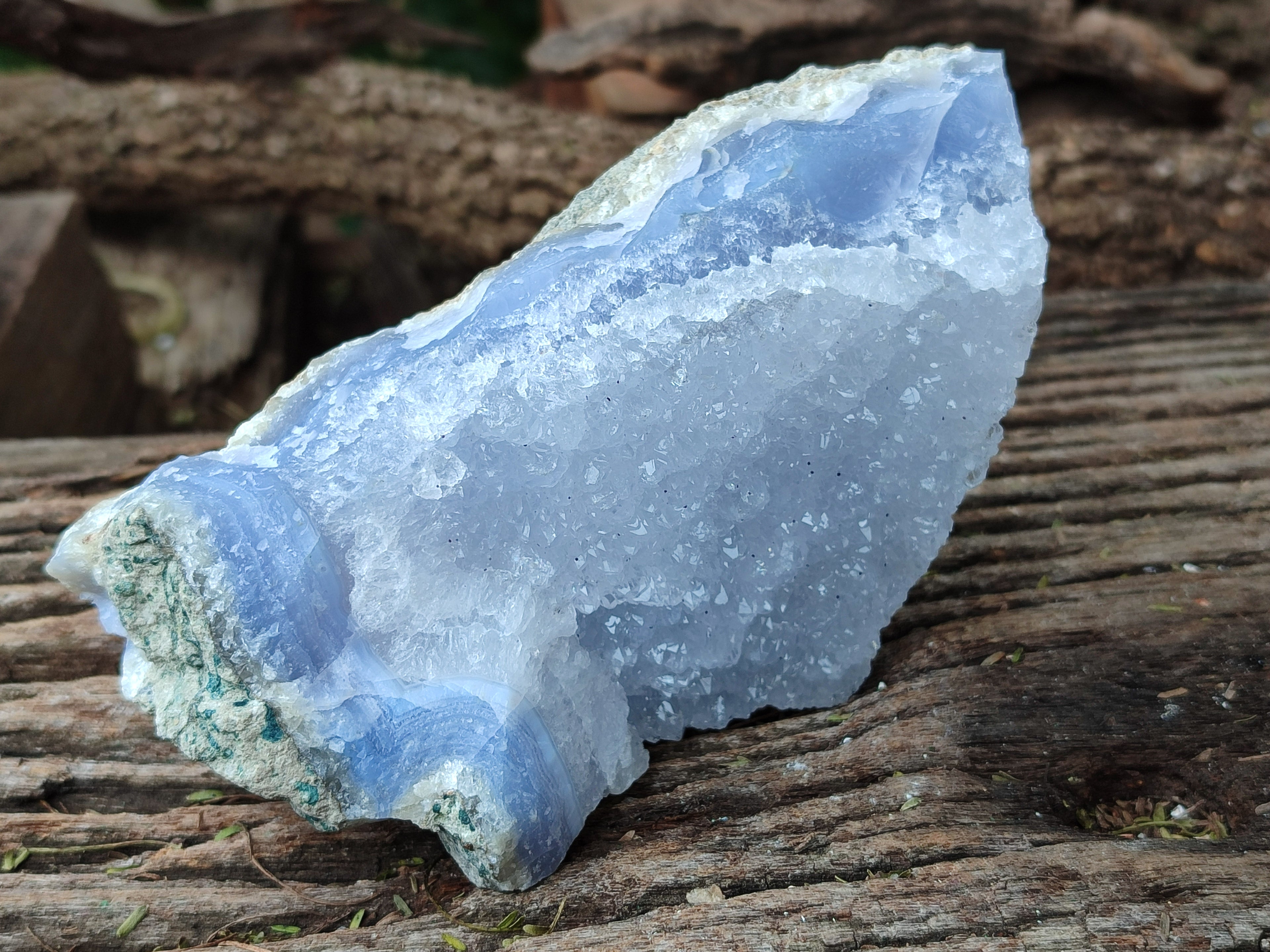 Natural Blue Lace Agate Geode Specimens x 2 From Nsanje, Malawi - Toprock Gemstones and Minerals 