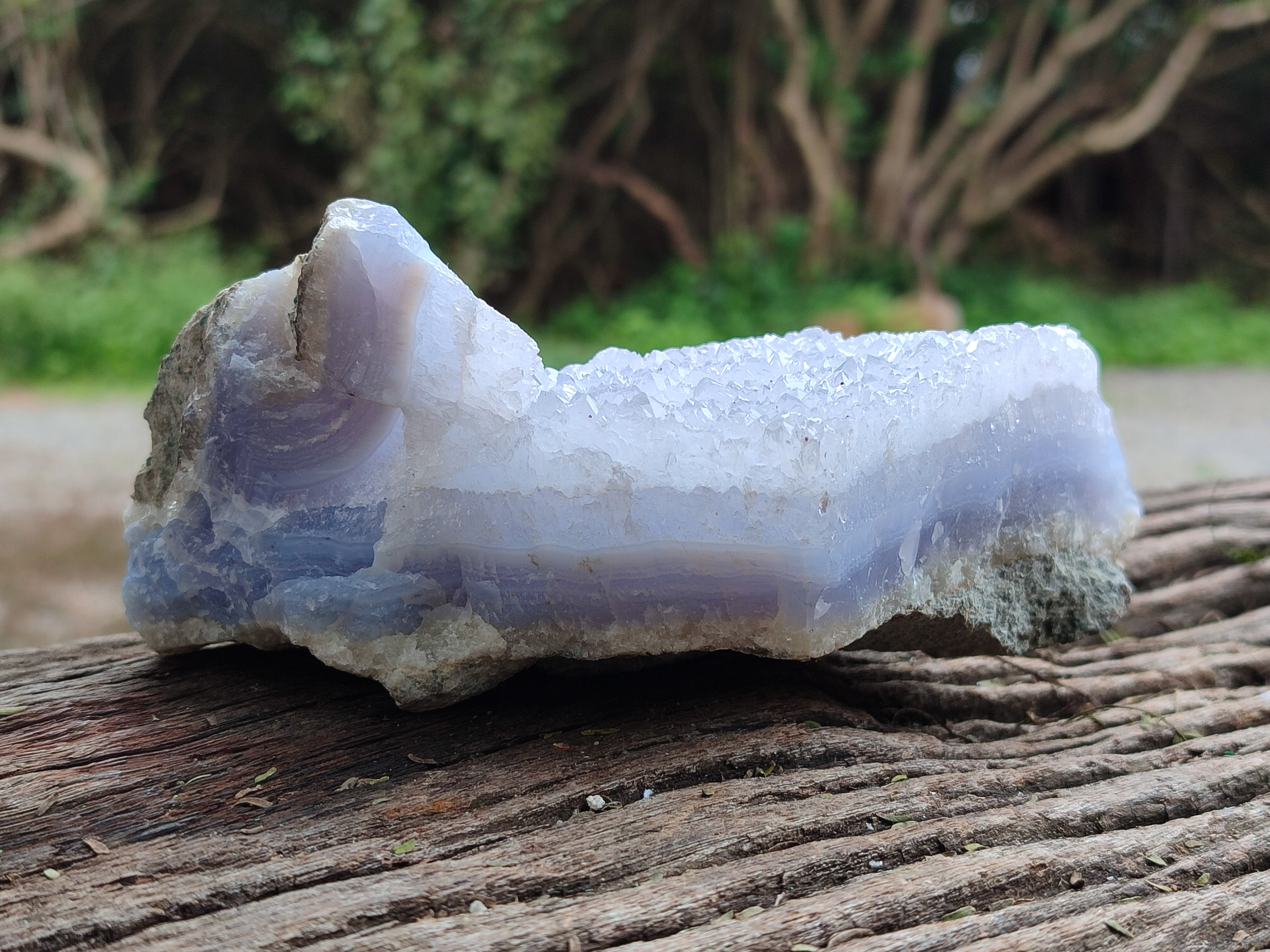Natural Blue Lace Agate Geode Specimens x 2 From Nsanje, Malawi - Toprock Gemstones and Minerals 
