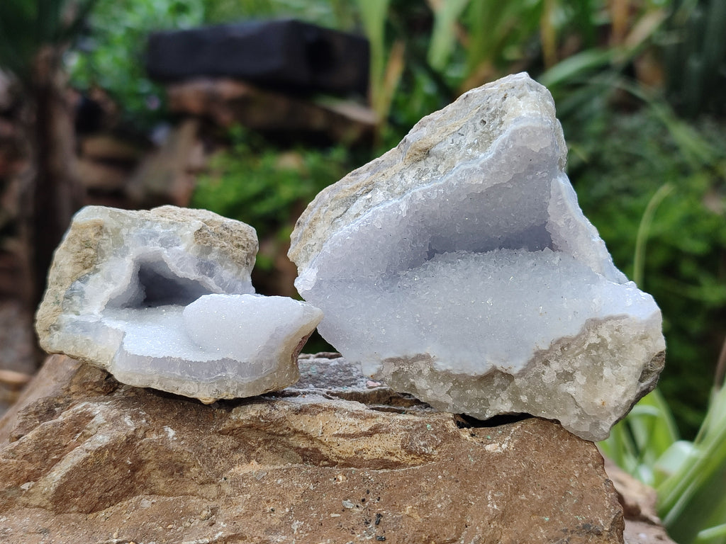 Natural Blue Lace Agate Geode Specimens x 5 From Nsanje, Malawi - Toprock Gemstones and Minerals 