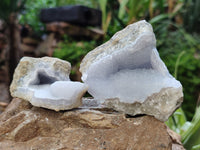 Natural Blue Lace Agate Geode Specimens x 5 From Nsanje, Malawi