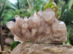 Natural Smokey Phantom Quartz Clusters x 3 From Luena, Congo - Toprock Gemstones and Minerals 