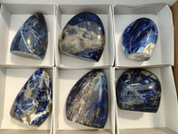 Polished Sodalite Standing Free Forms x 6 From Kunene River, Namibia