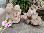 Natural Smokey Phantom Quartz Clusters x 2 From Luena, Congo - Toprock Gemstones and Minerals 