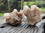 Natural Smokey Phantom Quartz Clusters x 2 From Luena, Congo - Toprock Gemstones and Minerals 