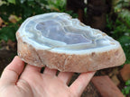 Polished Banded Agate Geode Pairs x 2 Pairs From Madagascar - Toprock Gemstones and Minerals 