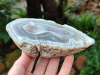 Polished Banded Agate Geode Pairs x 2 Pairs From Madagascar - Toprock Gemstones and Minerals 