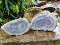 Polished Banded Agate Geode Pairs x 2 Pairs From Madagascar
