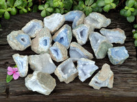 Natural Blue Lace Agate Geode Specimens x 24 From Nsanje, Malawi