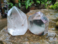 Polished Chlorite Quartz Points with Phantoms x 2 from Madagascar