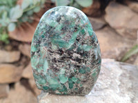 Polished Emerald Mica In Matrix Standing Free Forms x 3 From Mutoko, Zimbabwe