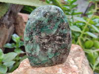 Polished Emerald Mica In Matrix Standing Free Forms x 3 From Mutoko, Zimbabwe