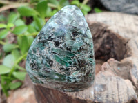 Polished Emerald Mica In Matrix Standing Free Forms x 3 From Mutoko, Zimbabwe
