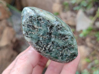 Polished Emerald Mica In Matrix Standing Free Forms x 3 From Mutoko, Zimbabwe