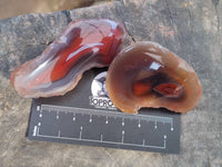 Polished On One Side Red Sashe River Agate Nodules x 24 From Zimbabwe