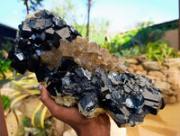 Natural Schorl Black Tourmaline with Smokey Quartz and Hyalite Opal Specimen x 1 From Erongo, Namibia