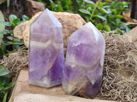 Polished Chevron Amethyst Points x 4 from Ankazobe, Madagascar