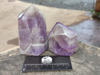Polished Chevron Amethyst Points x 4 from Ankazobe, Madagascar