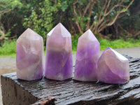 Polished Chevron Amethyst Points x 4 from Ankazobe, Madagascar