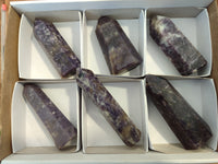 Polished Lepidolite with Pink Rubellite Points x 6 From Ambatondrazaka, Madagascar
