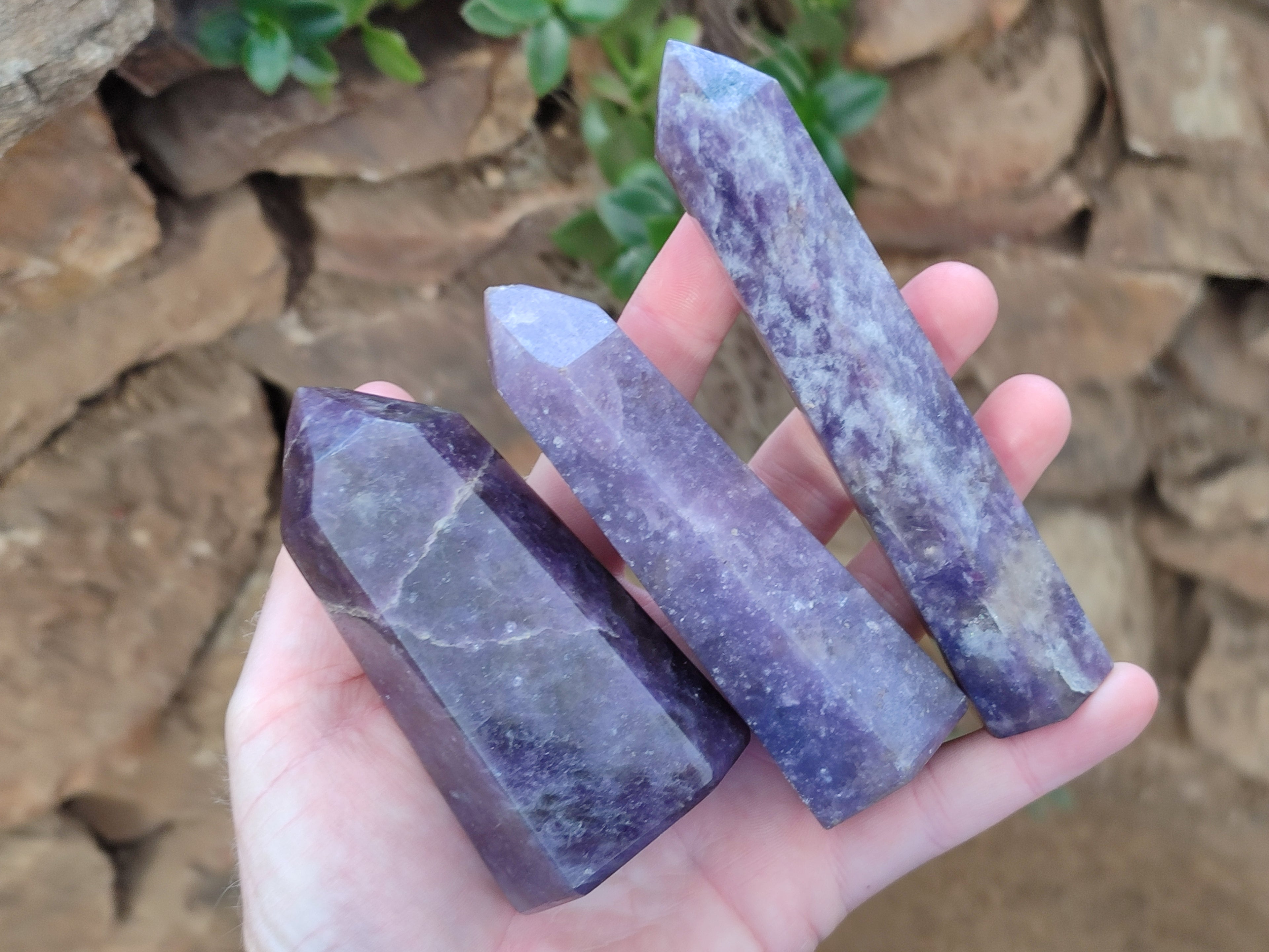 Polished Lepidolite with Pink Rubellite Points x 6 From Ambatondrazaka, Madagascar - Toprock Gemstones and Minerals 