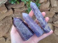 Polished Lepidolite with Pink Rubellite Points x 6 From Ambatondrazaka, Madagascar