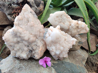 Natural White Cascading Fir Tree Candle Quartz Clusters x 3 From Madagascar