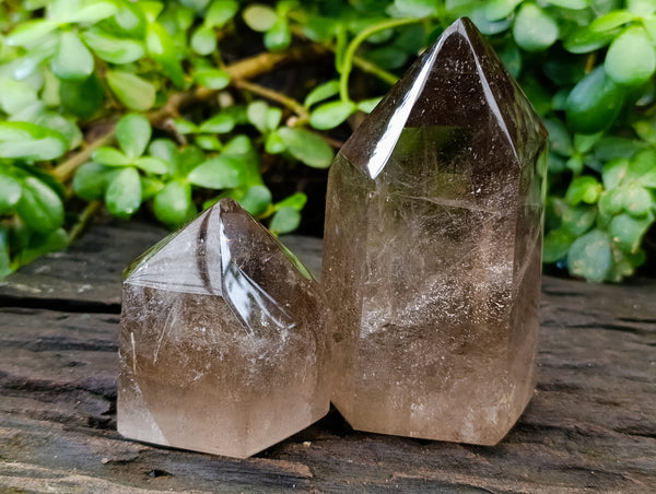 Polished A Grade Smokey Quartz Crystals x 2 From Madagascar