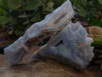 Natural Etched Blue Chalcedony Specimens x 3 From Nsanje, Malawi