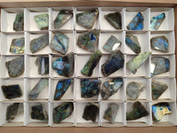 Polished On One Side Labradorite Slabs x 35 From Tulear, Madagascar