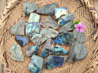 Polished On One Side Labradorite Slabs x 35 From Tulear, Madagascar